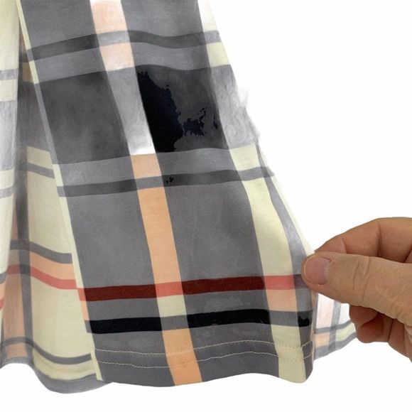 Womens Cestyle Plaid Blouse Large 9722 roll tab - Picture 2 of 6